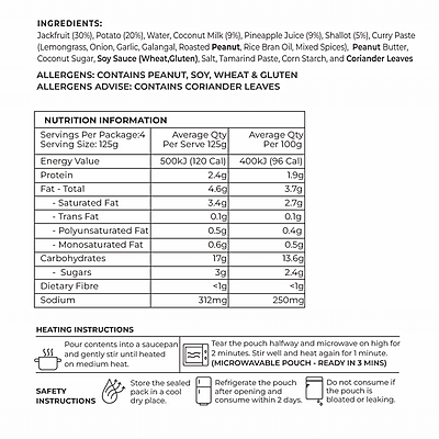 The Jack Man Massaman Jackfruit and Potatoes 500g The Jack Man Massaman Jackfruit and Potatoes 500g