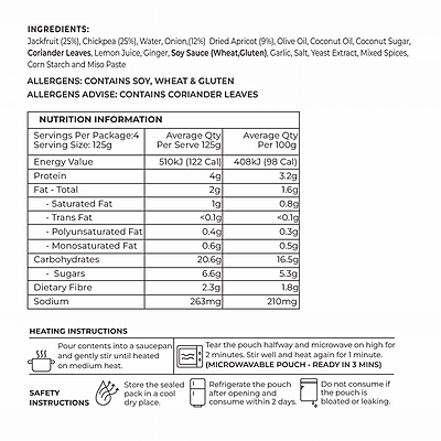 The Jack Man Tagine Jackfruit and Chickpeas 500g The Jack Man Tagine Jackfruit and Chickpeas 500g