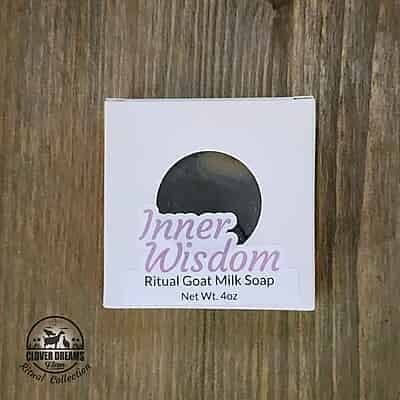 Inner Wisdom Ritual Goat Milk Soap Bar in its white window box