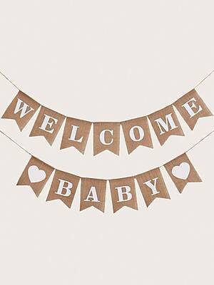 Welcome Baby Burlap Banner
