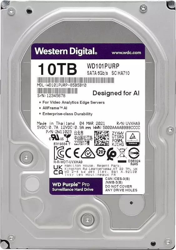 10TB WD Purple HDD - Ultimate Surveillance Storage Solution