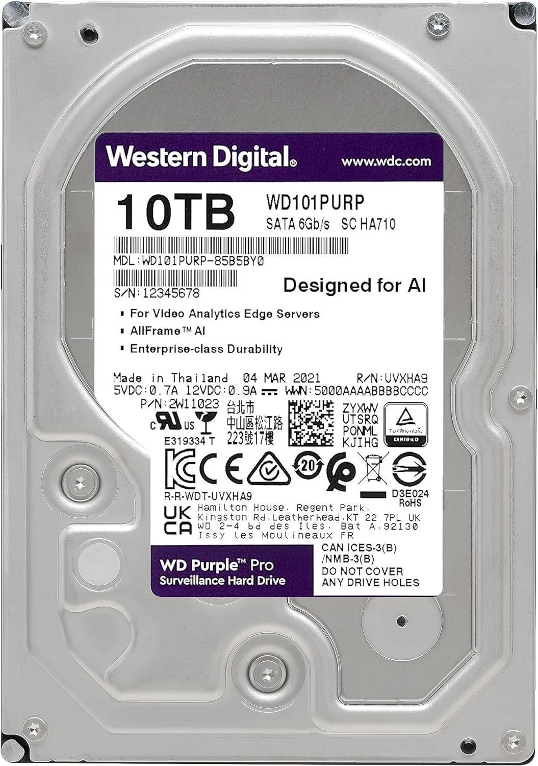 10TB WD Purple HDD - Ultimate Surveillance Storage Solution