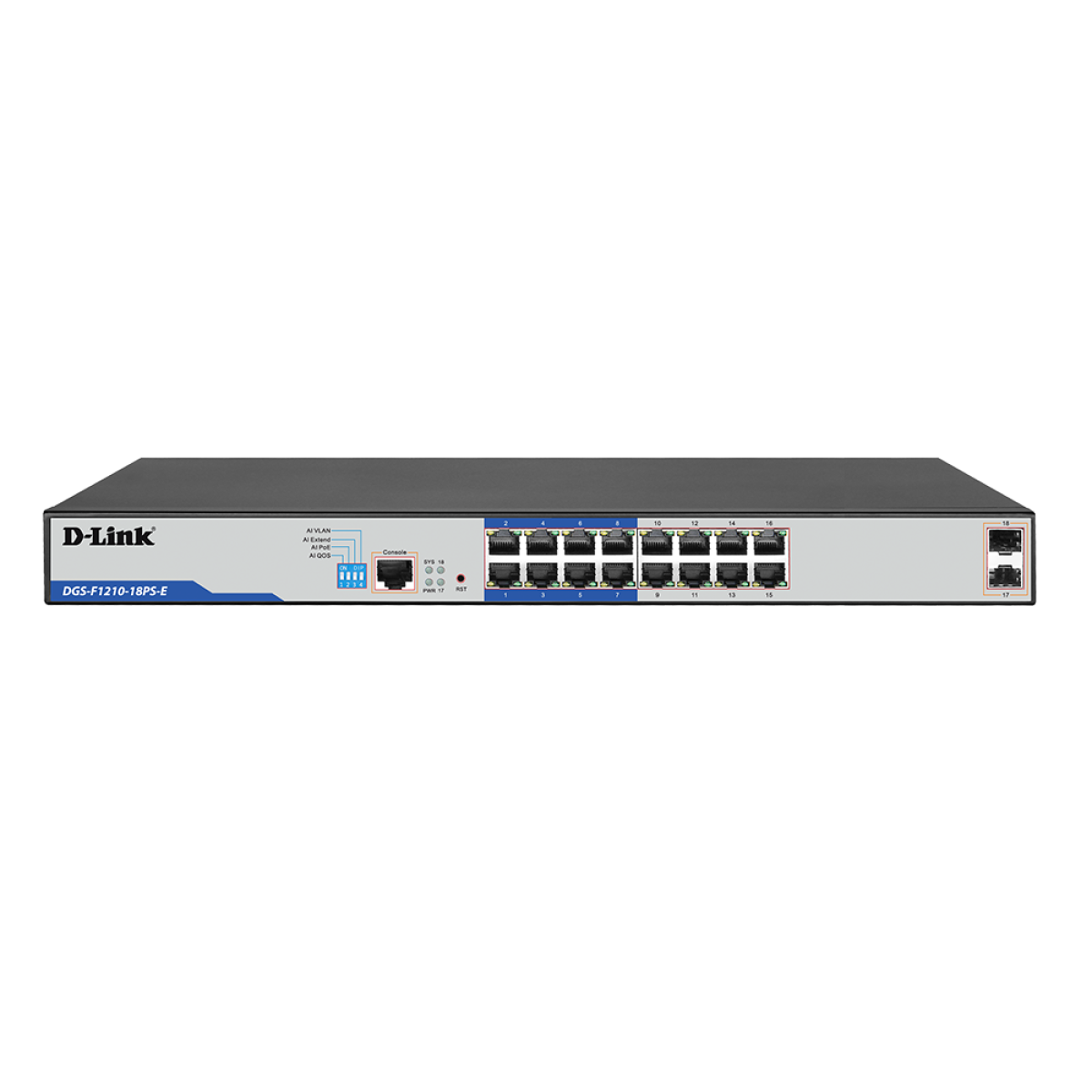 D-Link F1210-18PS-E 18-Port Gigabit Managed PoE Switch � Surveillance Ready