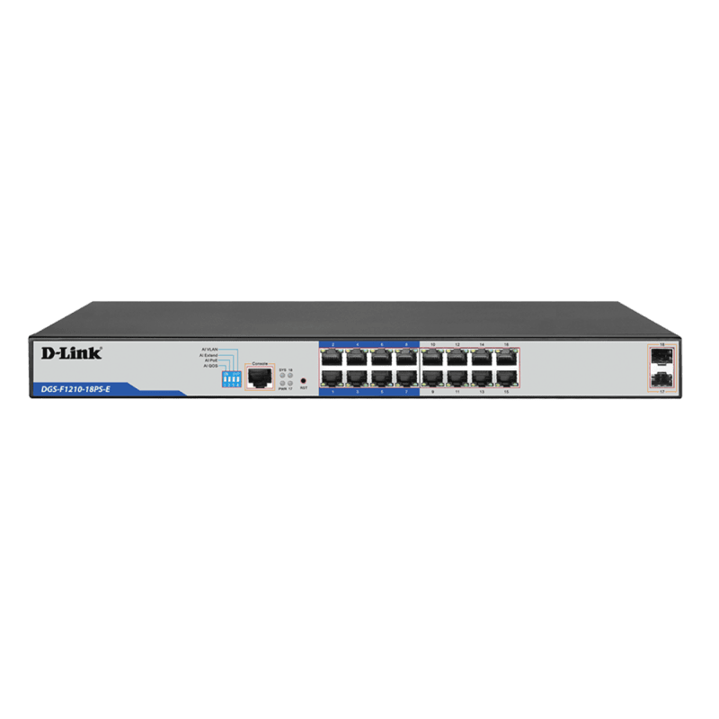 D-Link F1210-18PS-E 18-Port Gigabit Managed PoE Switch � Surveillance Ready