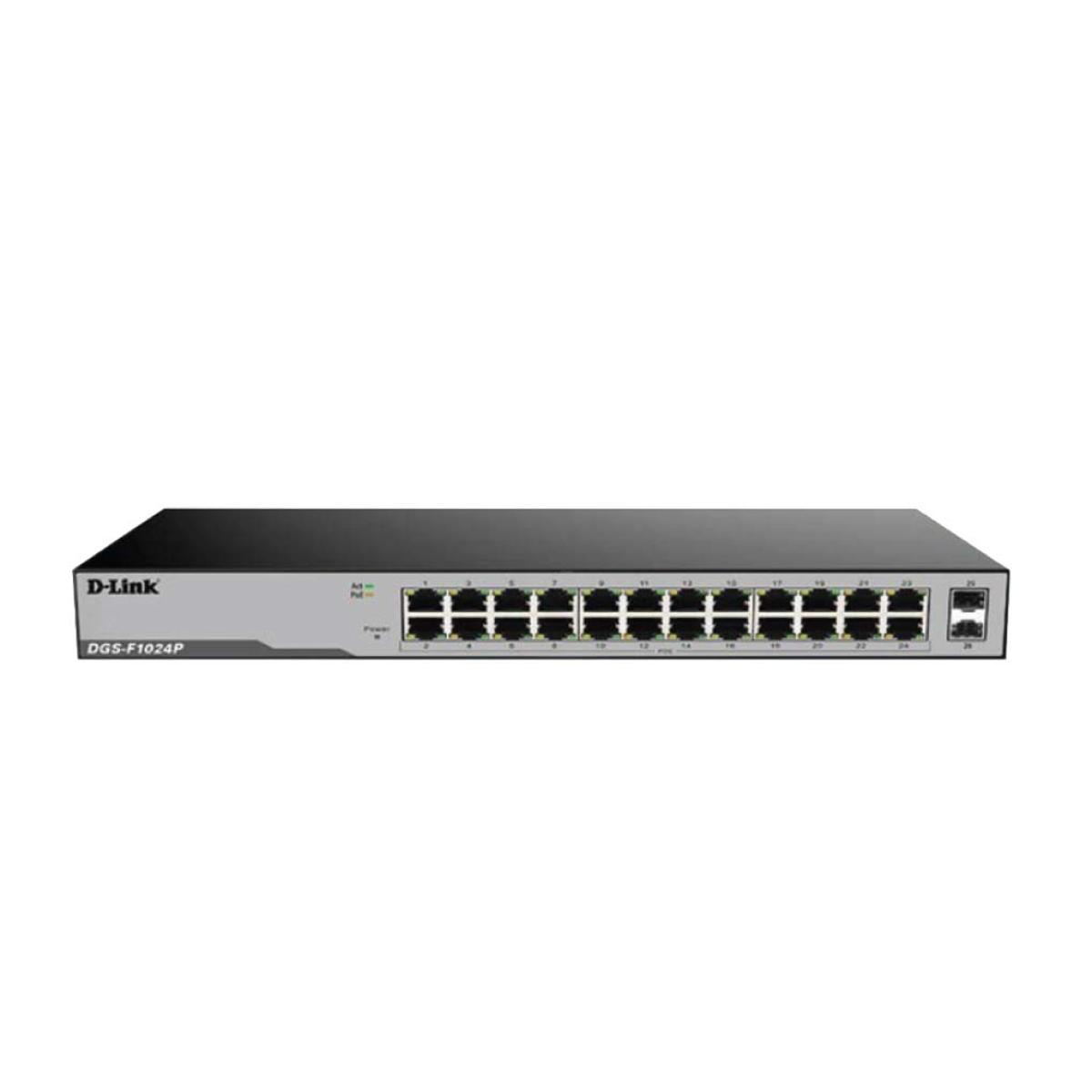 D-Link DGS-F1024P 24-Port Gigabit PoE Switch � Unmanaged with 2 SFP Ports
