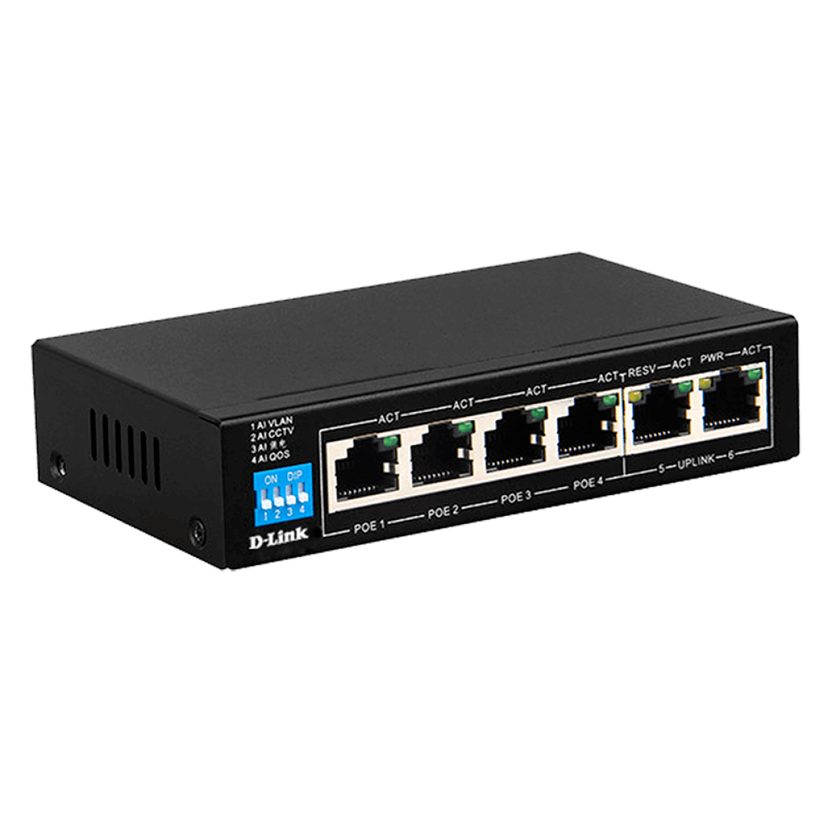 D-Link DGS-F1006P-E 6-Port Gigabit PoE Switch � 4 PoE + 2 Uplink Ports