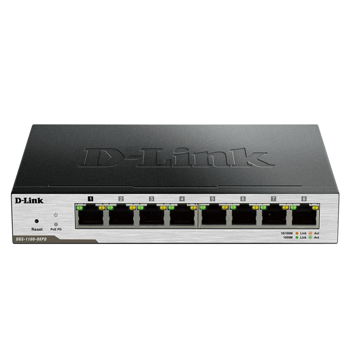 D-Link DGS-1100-08PD PoE-Powered Smart Switch � 8-Port Gigabit