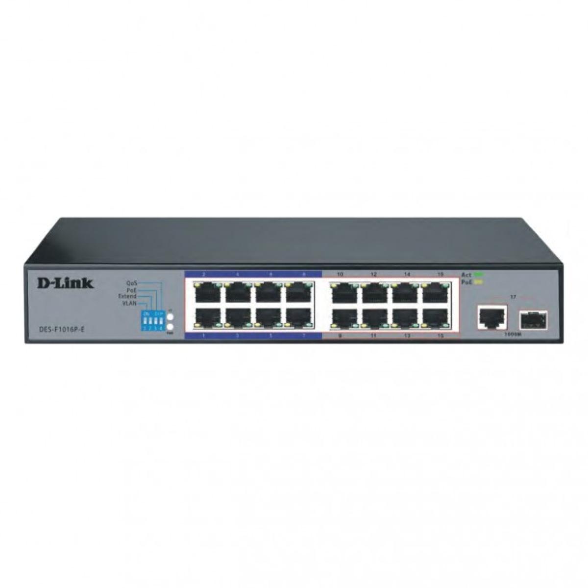D-Link DES-F1016P-E 16-Port PoE Surveillance Switch � Long-Range 10/100