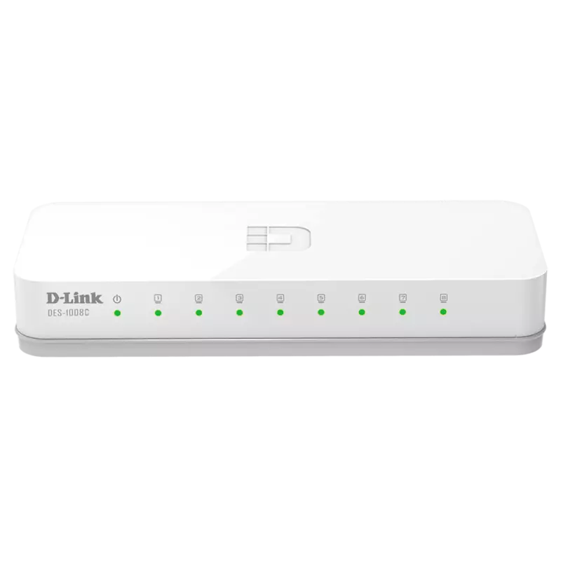 D-Link DES-1008C 8-Port 10/100 Mbps Unmanaged Switch � Compact Networking