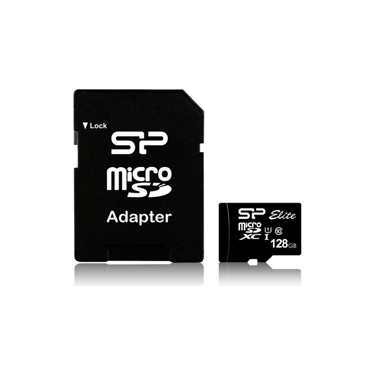 Silicon Power 128GB Elite microSDXC UHS-I Memory Card with Adapter