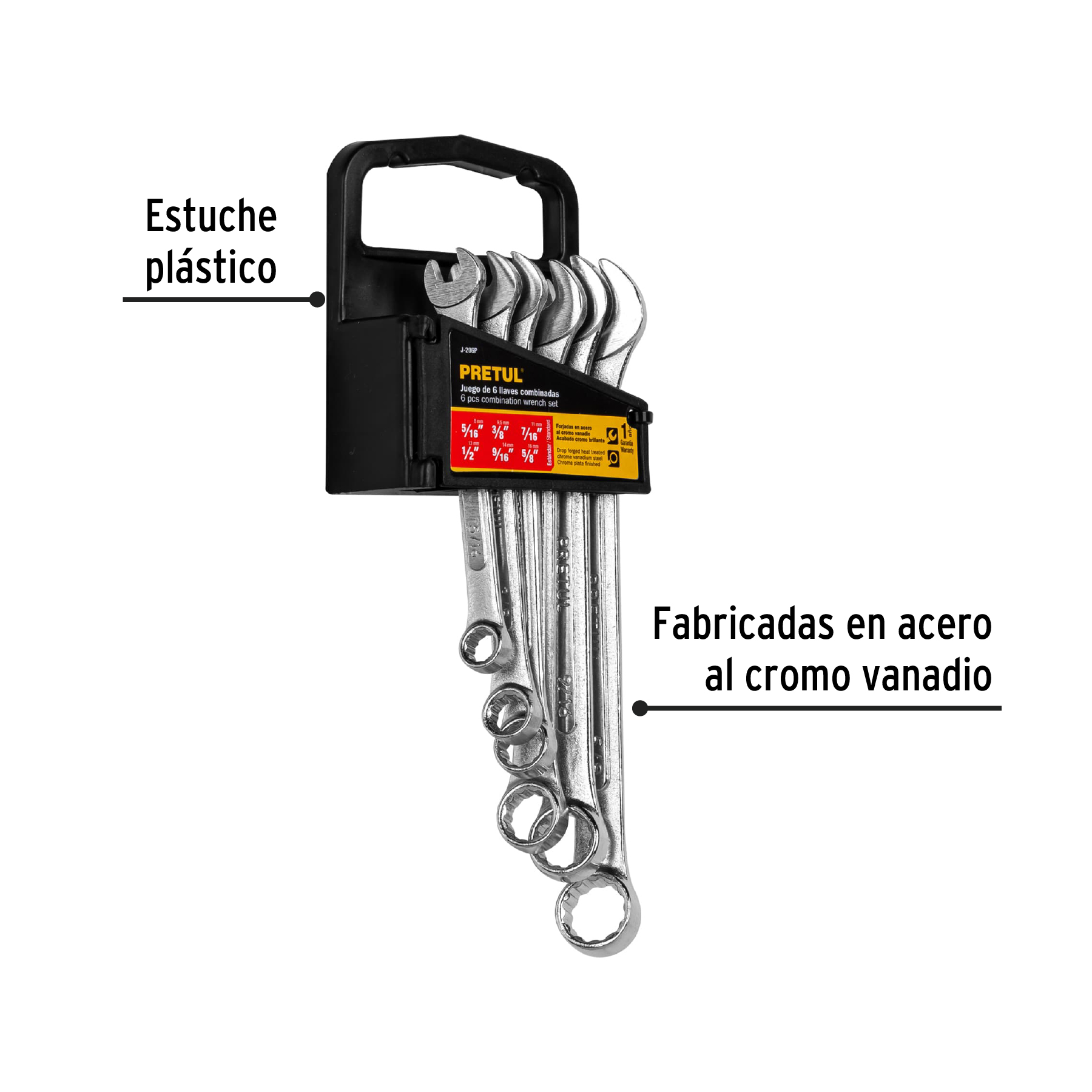 Juego de 6 llaves combinadas std, Pretul - J-206P / 22016