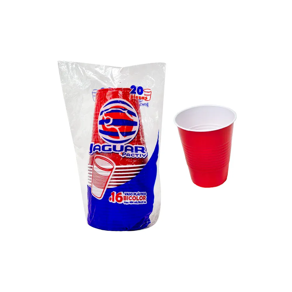 JAGUAR VASO PLASTICO 16 OZ ROJO 20 PZAS