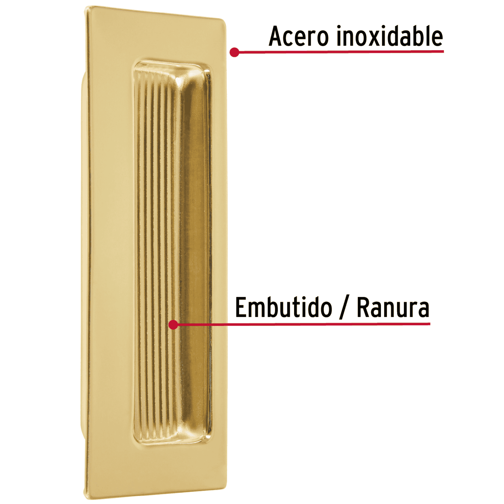 Jaladera de embutir cuadrada acabado latón brillante, HERMEX-JALE-11 / 48991