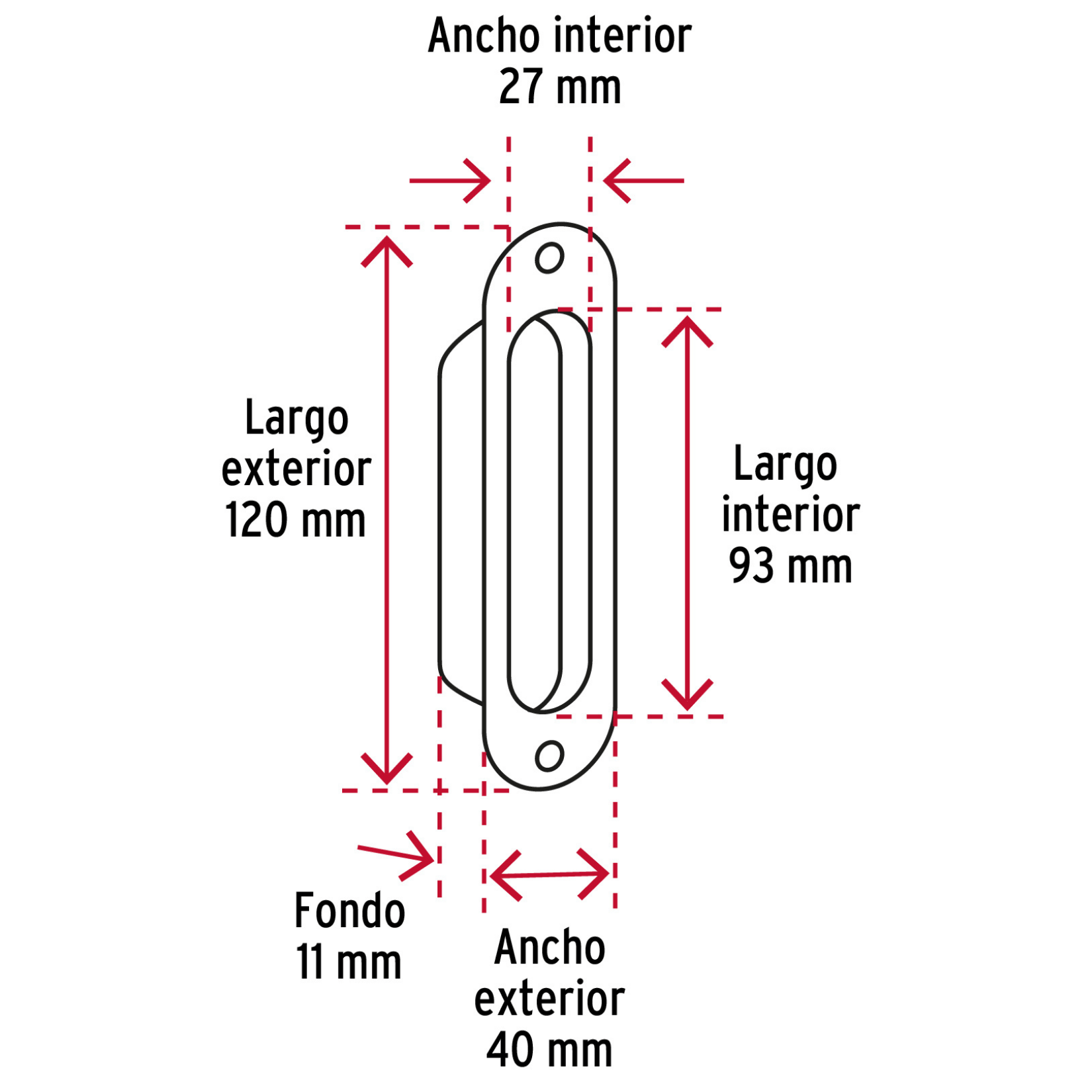 Jaladera de embutir ovalada acabado latón brillante, HERMEX-JALE-12 / 48992