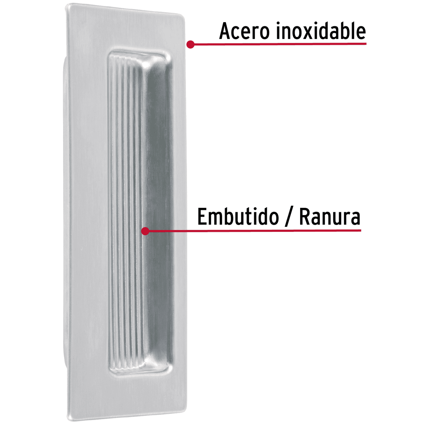 Jaladera de embutir cuadrada acabado cromo mate, HERMEX-JALE-31 / 46238