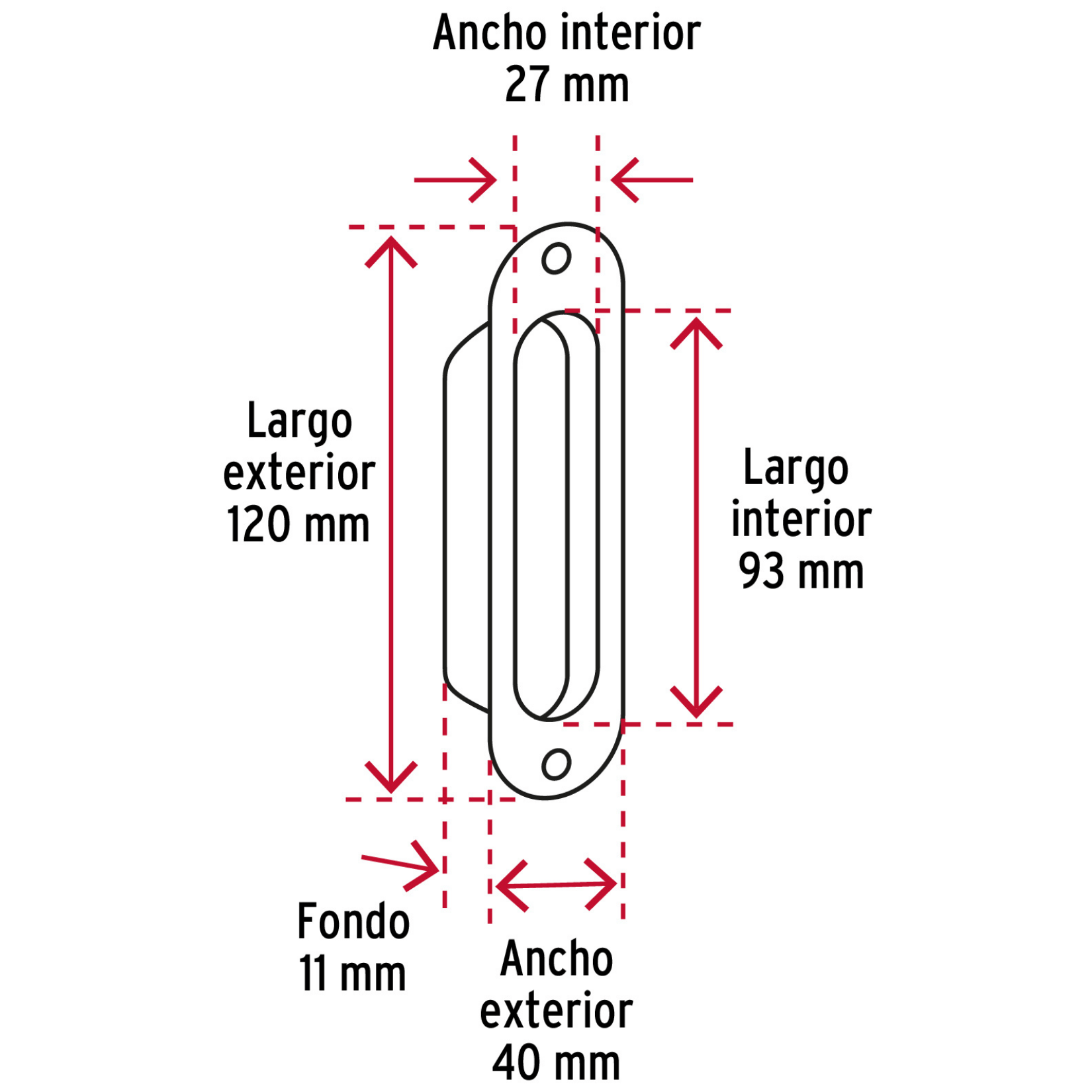 Jaladera de embutir ovalada acabado negro, HERMEX-JALE-62 / 47800