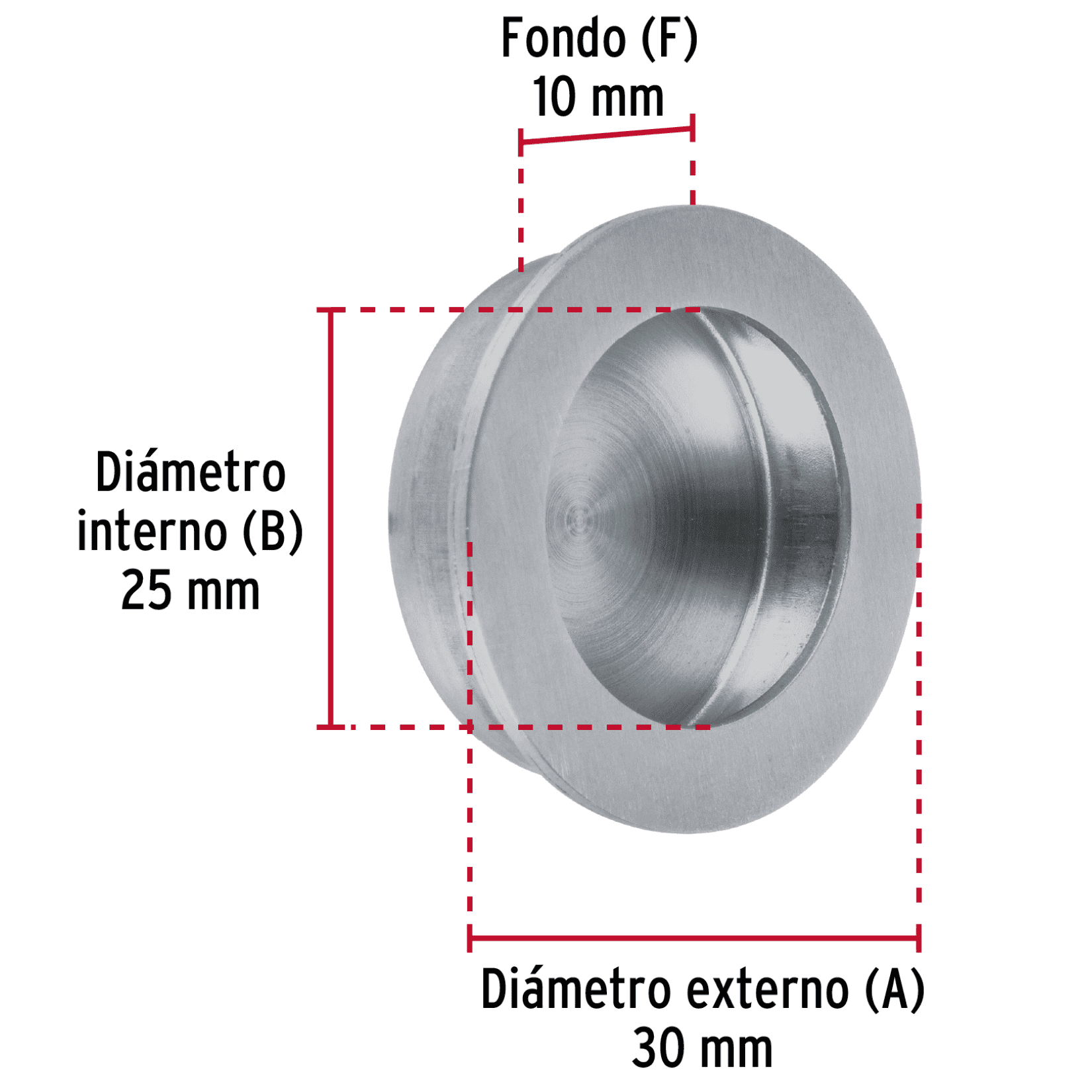 Jaladera de embutir circular No. 2 acabado cromo mate-JALED-32 / 48996