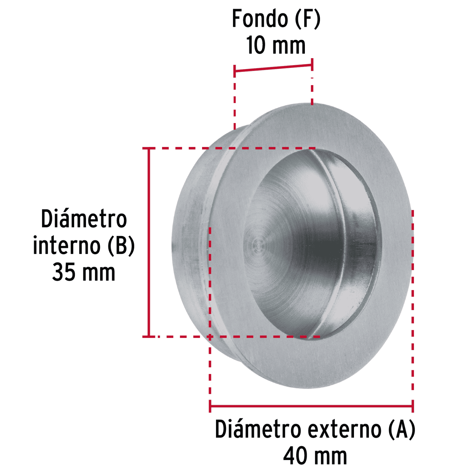 Jaladera de embutir circular No. 3 acabado cromo mate-JALED-33 / 48998
