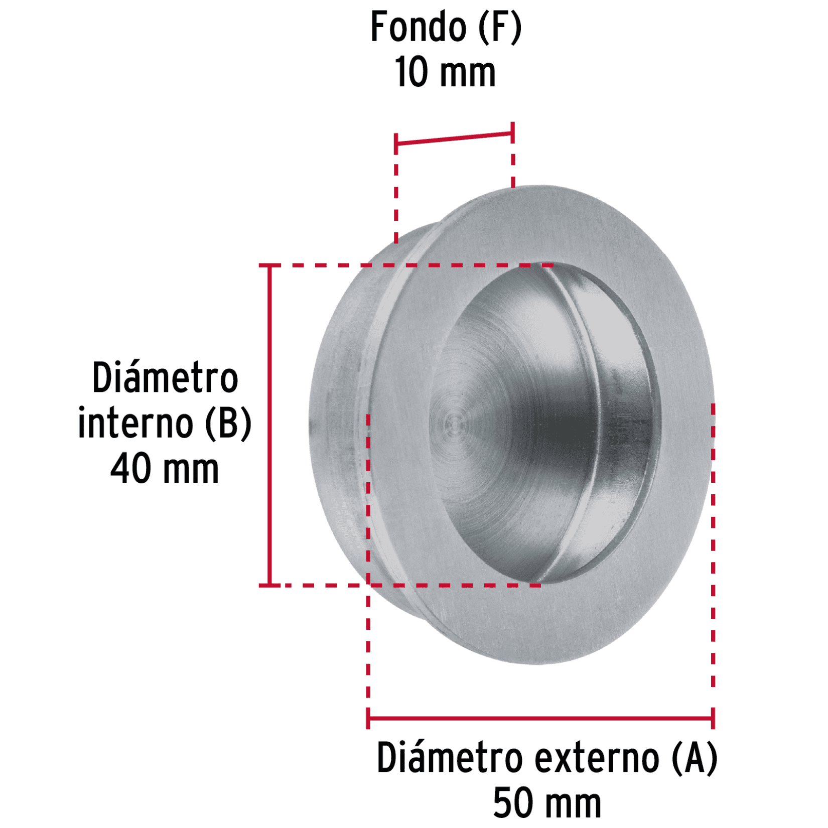 Jaladera de embutir circular No. 4 acabado cromo mate-JALED-34 / 48999