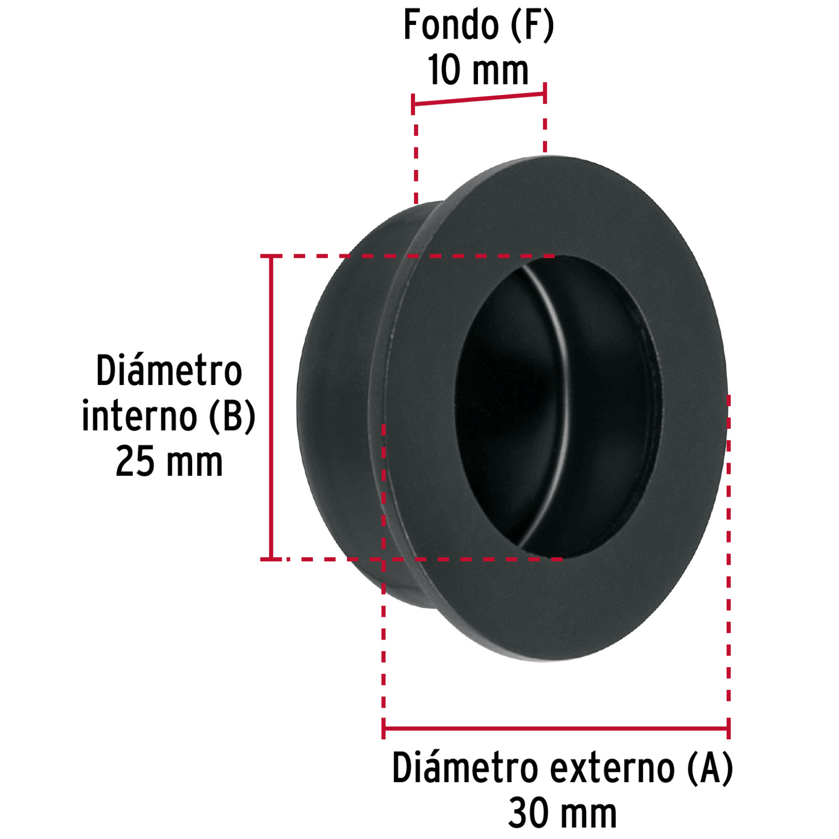 Jaladera de embutir circular No. 2 acabado negro-JALED-62 / 47801