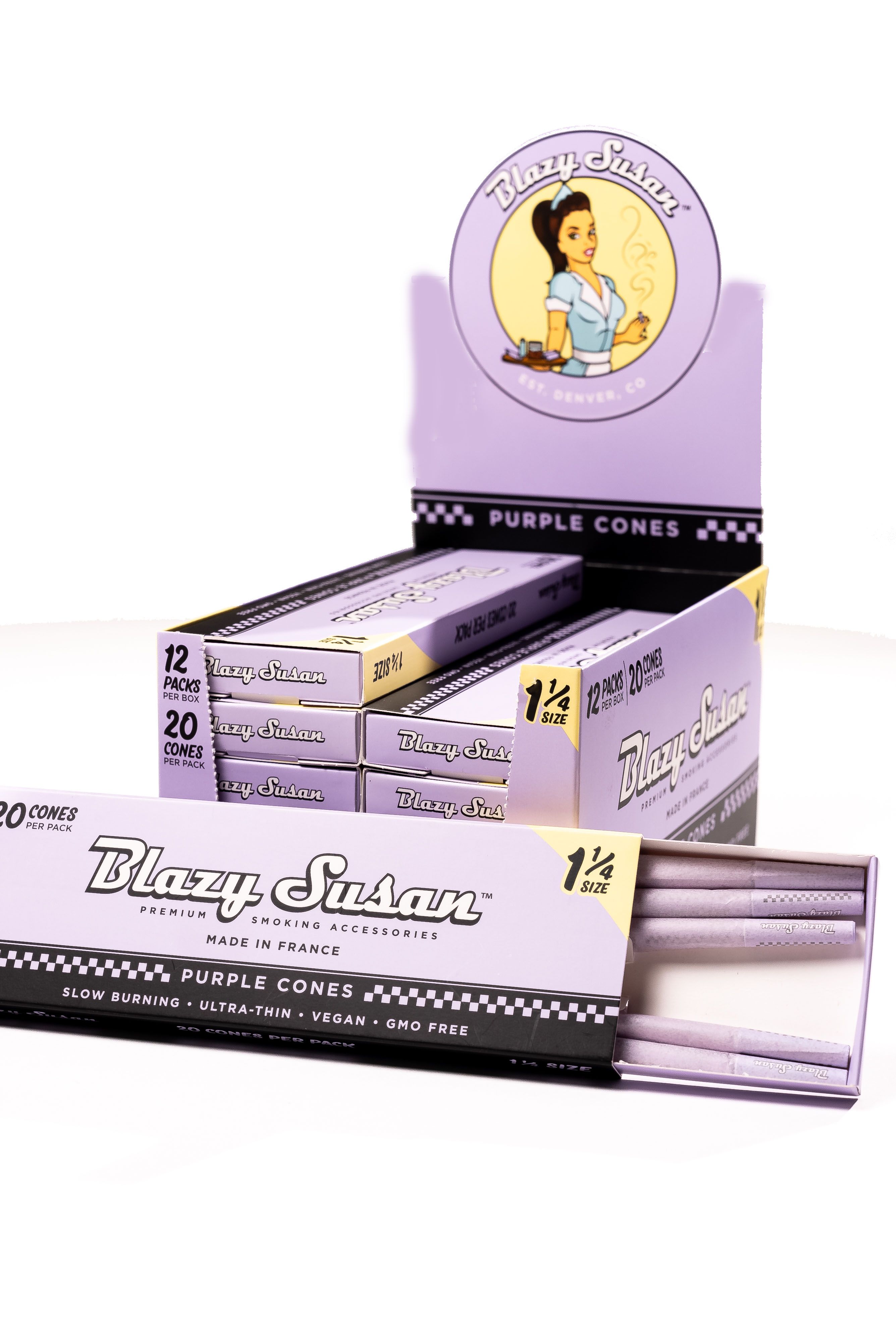 Blazy Susan® - Purple Pre-Roll Cones 1¼ (20ct) - Display of 12