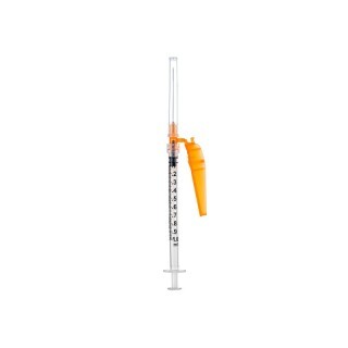 Sol-Care™ Standard Hypodermic Syringe with Needle – 3 mL, 21 Gauge, 1 Inch, Safety