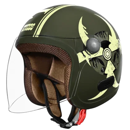 STUDDS JET TOXIC WITH LONG VISOR MATT MILITARY GREEN N5 YELLOW (XL) STUDDS JET TOXIC WITH LONG VISOR MATT MILITARY GREEN N5 YELLOW (XL)