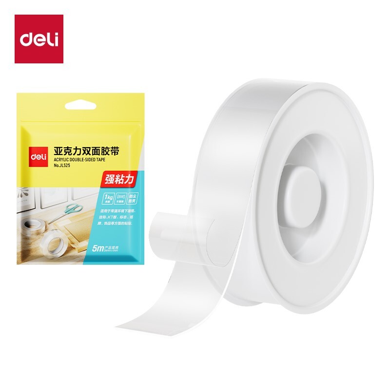 DELI JL525 DOUBLE-SIDED CLEAR TAPE 1" x 5M