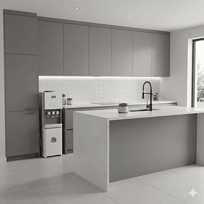 Large Atlantis Jumbo Plus water dispenser with dual faucets for office use.