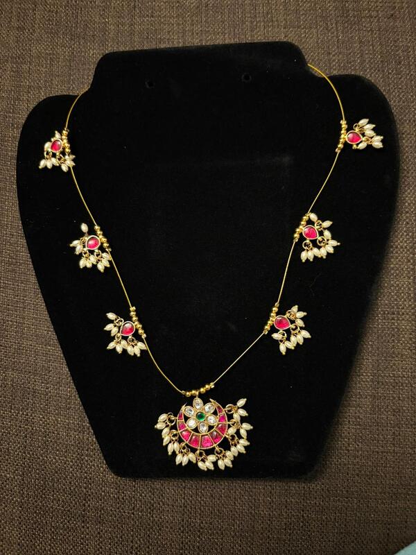 Jadau Invisible Necklace - Chandan Multi Motif design