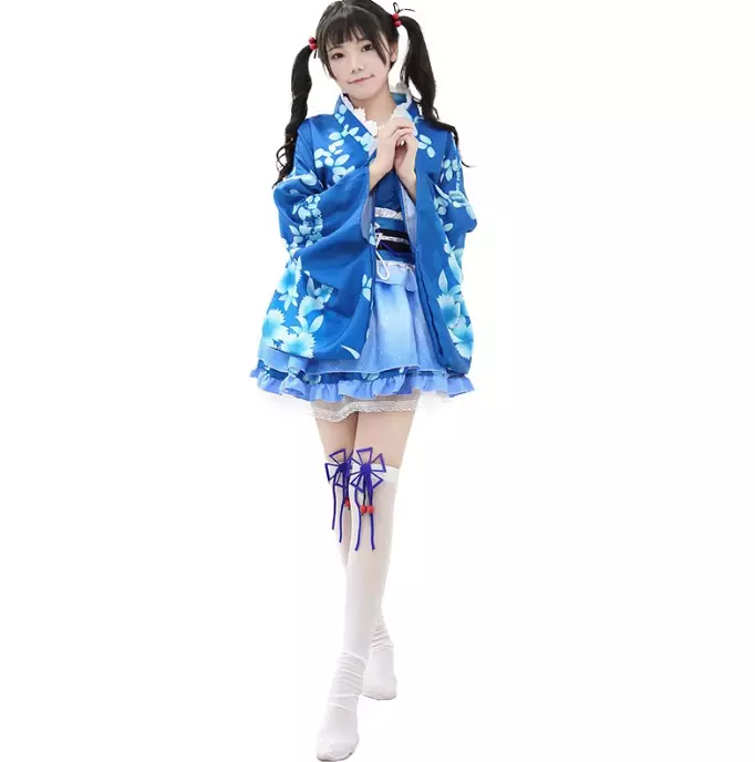 Japanese Traditional Kimono Dress Robe Fashion Set Costume