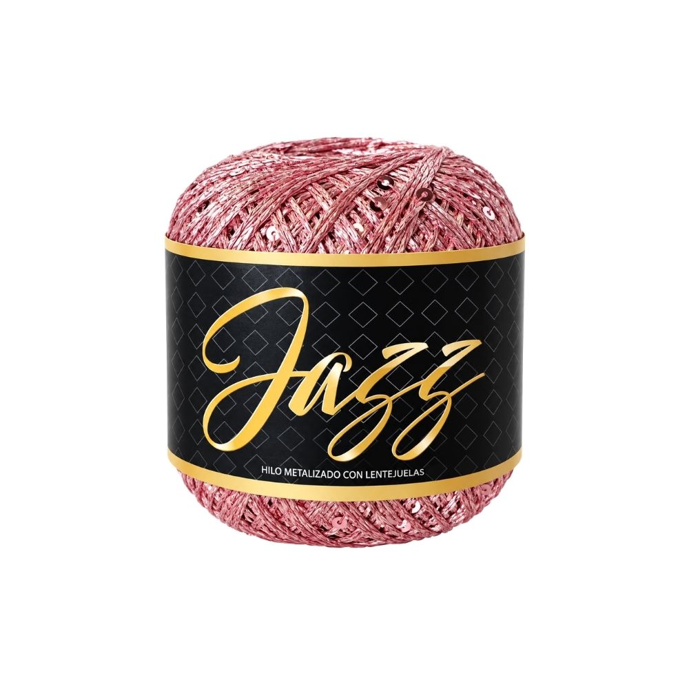 Jazz Hilo Poliester con Lentejuelas Metalizado Oro Rosa Paquete x 6 Ovillos x 50G Jazz Hilo Poliester con Lentejuelas Metalizado Oro Rosa Paquete x 6 Ovillos x 50G