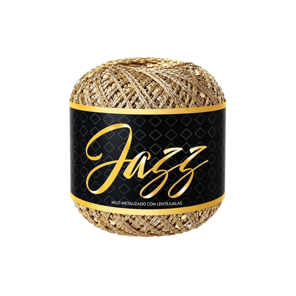 Jazz Hilo Poliester con Lentejuelas Metalizado Champaña Paquete x 6 Ovillos x 50G Jazz Hilo Poliester con Lentejuelas Metalizado Champaña Paquete x 6 Ovillos x 50G