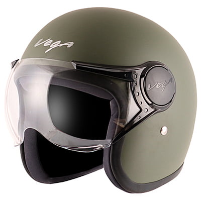 VEGA JET W/VISOR DULL ARMY GREEN C/V (L)