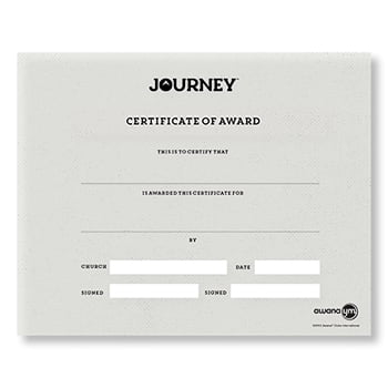 Journey Certificate of Award (5 Pack) Journey Certificate of Award (5 Pack)