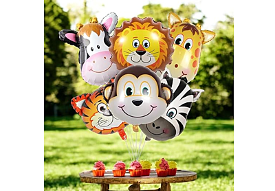 Jungle Safari Theme Foil Balloons - Pack of 6