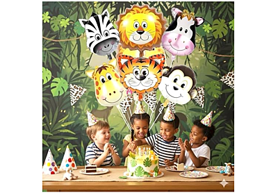 Jungle Safari Theme Foil Balloons - Pack of 6