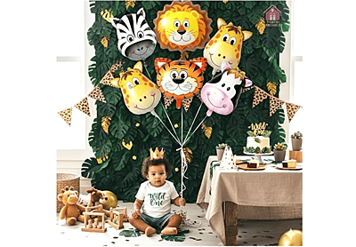 Jungle Safari Theme Foil Balloons - Pack of 6