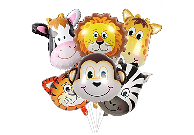 Jungle Safari Theme Foil Balloons - Pack of 6