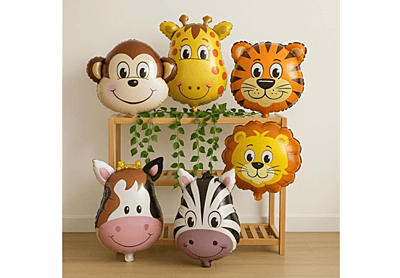 Jungle Safari Theme Foil Balloons - Pack of 6