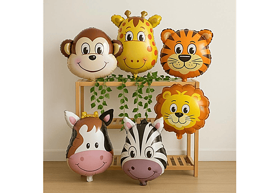 Jungle Safari Theme Foil Balloons - Pack of 6