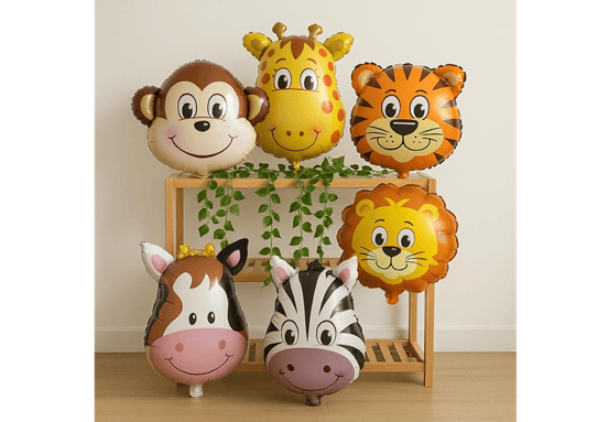 Jungle Safari Theme Foil Balloons - Pack of 6