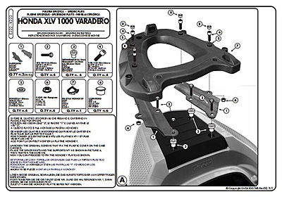 KAPPA HONDA TOPBOX BRACKET K222 - XL1000 V VARADERO (99-02) / ABS (07-12)