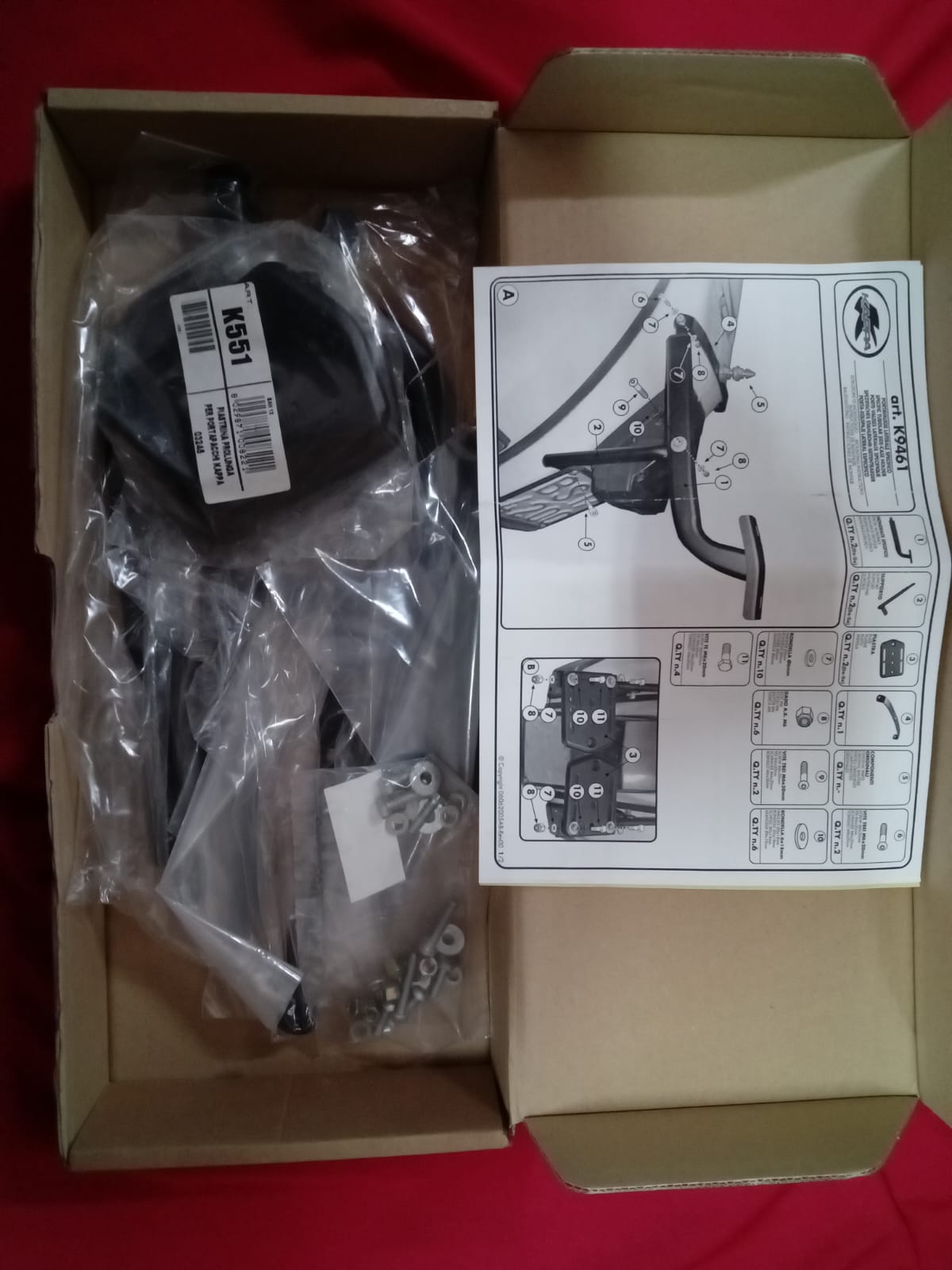KAPPA VESPA TOPBOX BRACKET K9461 - PX 125 - 200