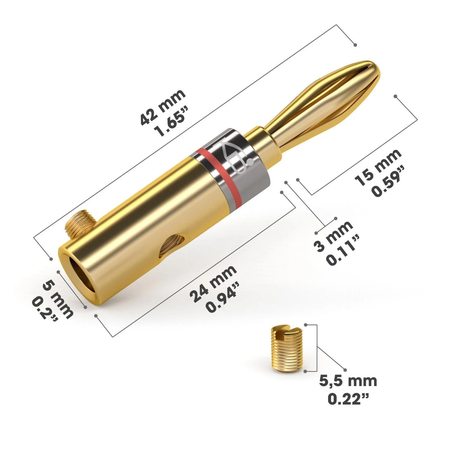 Kabeldirekt Banana plugs for speaker cables up to 6 mm² - screwable and gold-plated