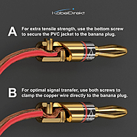 Kabeldirekt Banana plugs for speaker cables up to 6 mm² - screwable and gold-plated Kabeldirekt Banana plugs for speaker cables up to 6 mm² - screwable and gold-plated