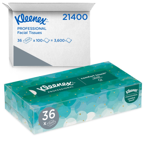 Kleenex Facial Tissue, 2-Ply, White, 100 Sheets/Box - 36 Boxes/Case