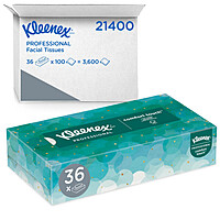 Kleenex Facial Tissue, 2-Ply, White, 100 Sheets/Box - 36 Boxes/Case
