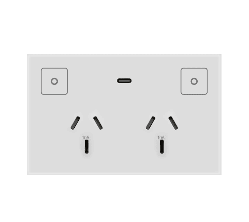 Konec Double Socket Power Point Glass White