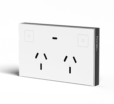 Konec Double Socket Power Point Glass White(KGD-K118-2S-GLA-WH-Z)